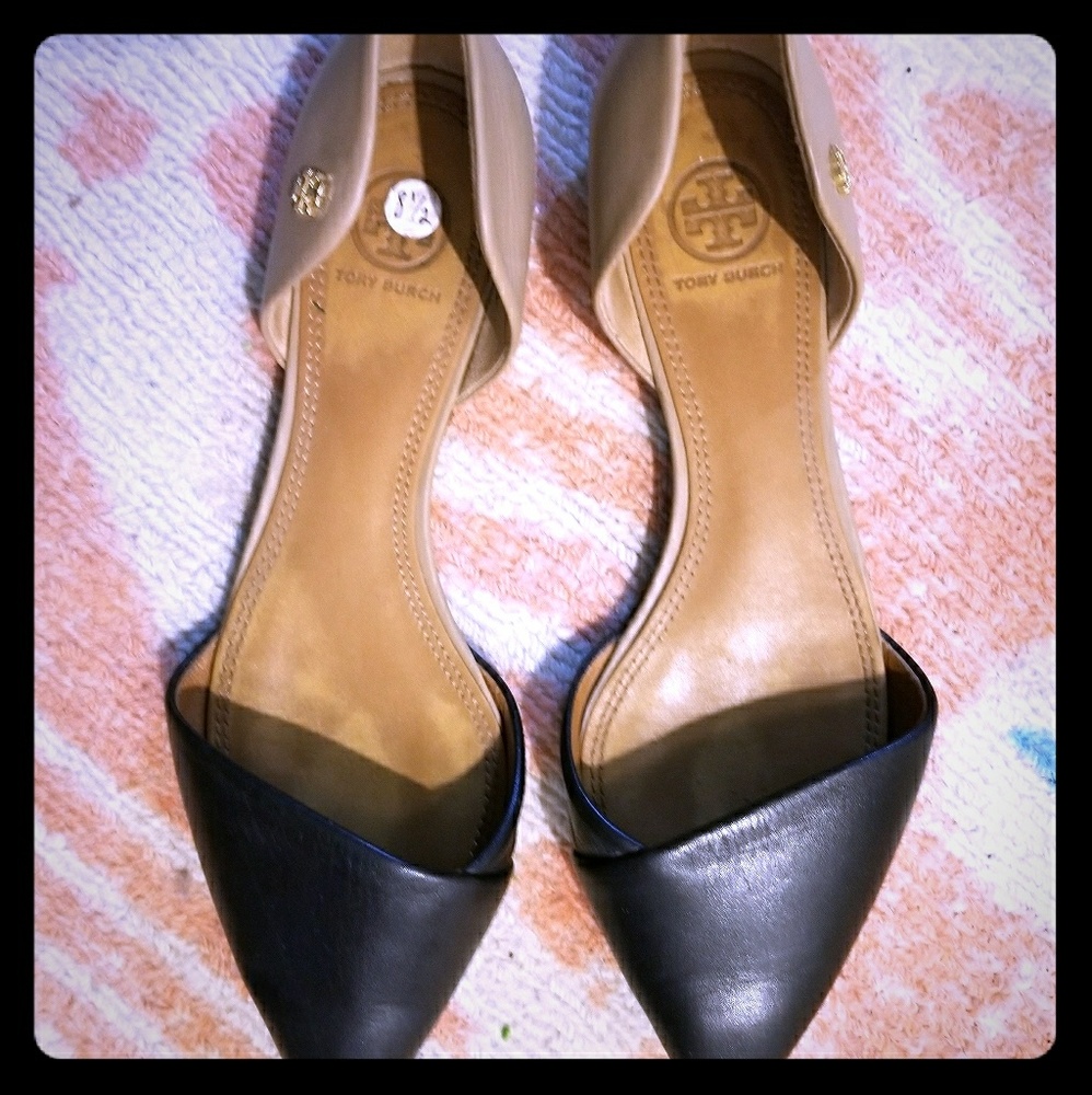 Tory Burch pointy toe flats two toned